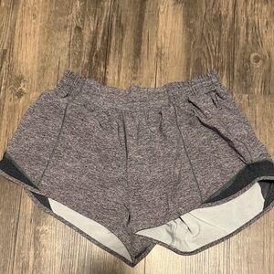 Lululemon grey low rise 4” hotty hot shorts